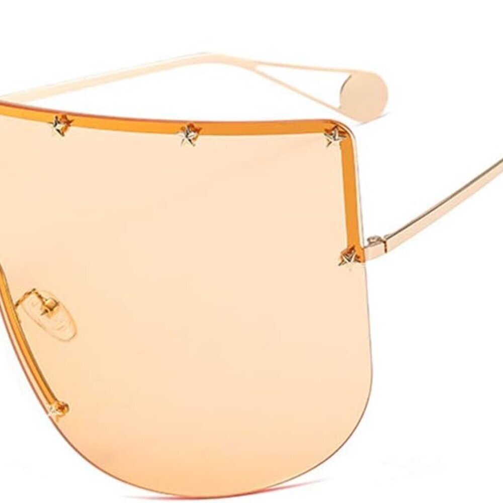 Women Huge Oversized Shield Visor Sunglasses Futuristic Star on Frame Sun Face M - Picture 2 of 4